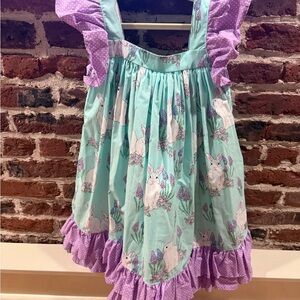 Adorable Eleanor Rose Mint and Purple Bunny Dress